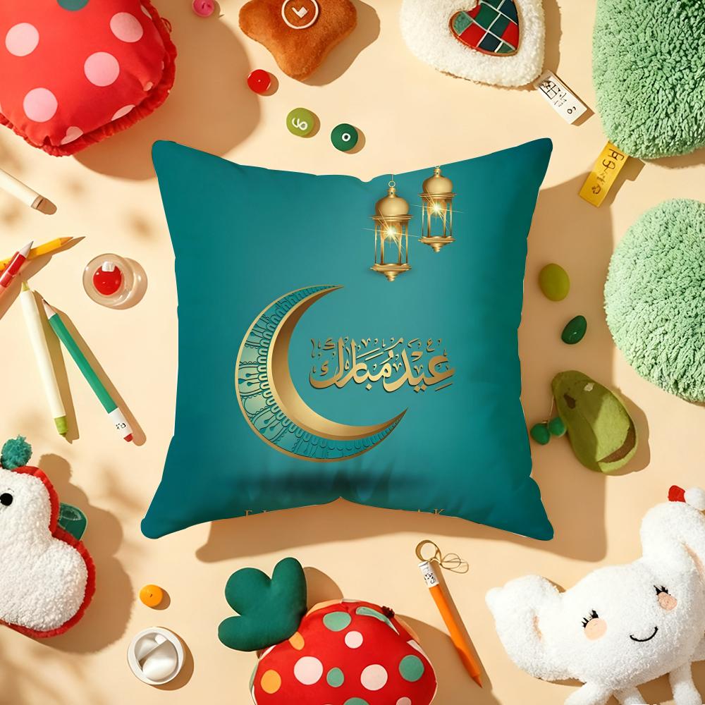 Ramadan Islamic Eid Muslim Halal Cushion Cover Plush Fabric Soft DoubleSided Printed Sofa Warm Winter Home Gift Pillow Cover