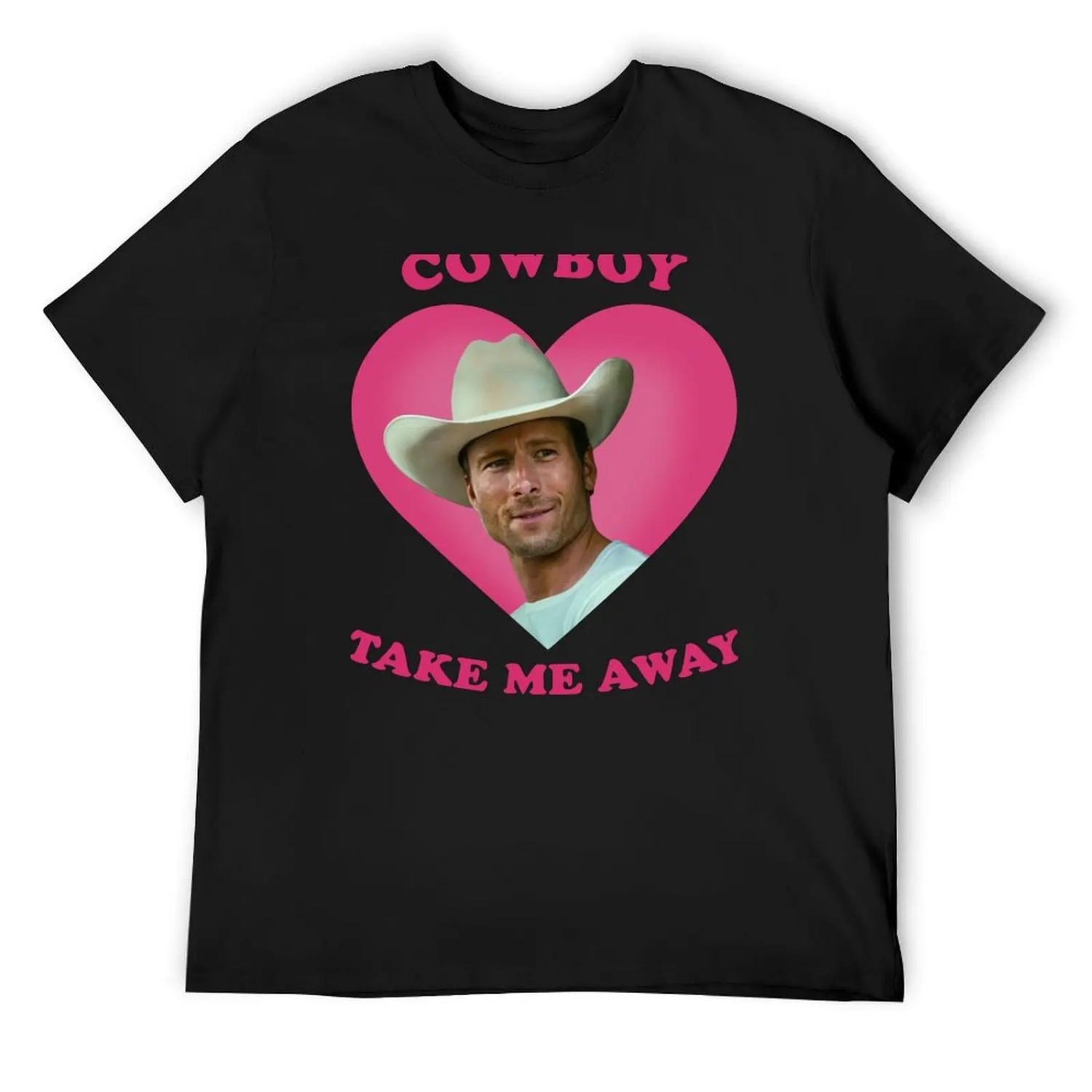 Glen Powell Cowboy Take Me Away T-Shirt shirts graphic tees tops anime t shirts Men s t-shirt S
