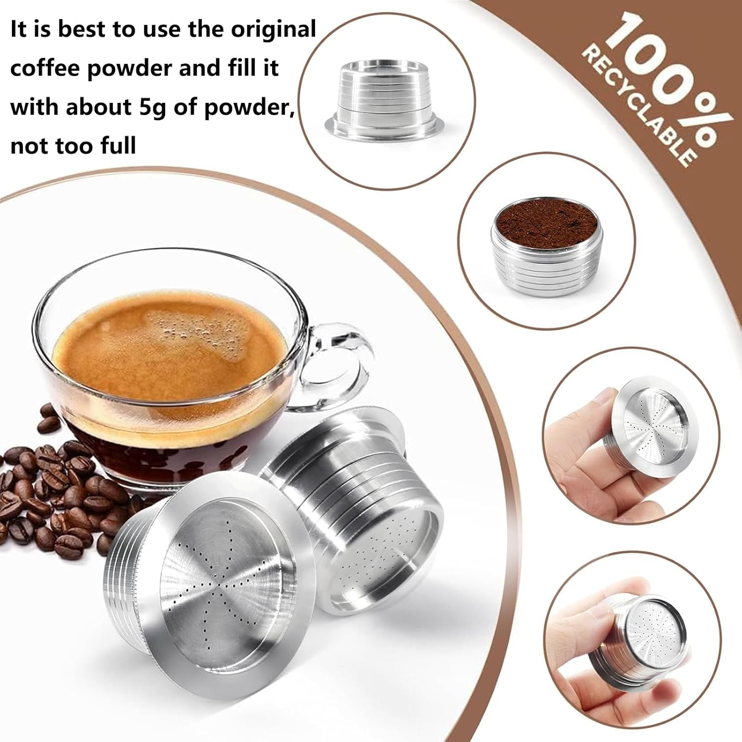 Stainless Steel Reusable Espresso Coffee Pods for Lavazza Blue Lb951/Blue Lb300 Refillable Capsules Reusable Coffee Pods(1pcs)