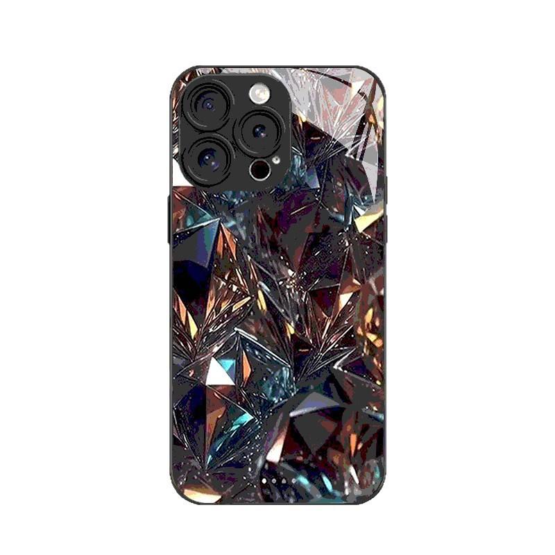 Broken Diamond Diamond Tempered Phone Case Suitable for iPhone 17 16 15 14 13 12 11 Pro/Max/Plus Anti Drop and Shockproof