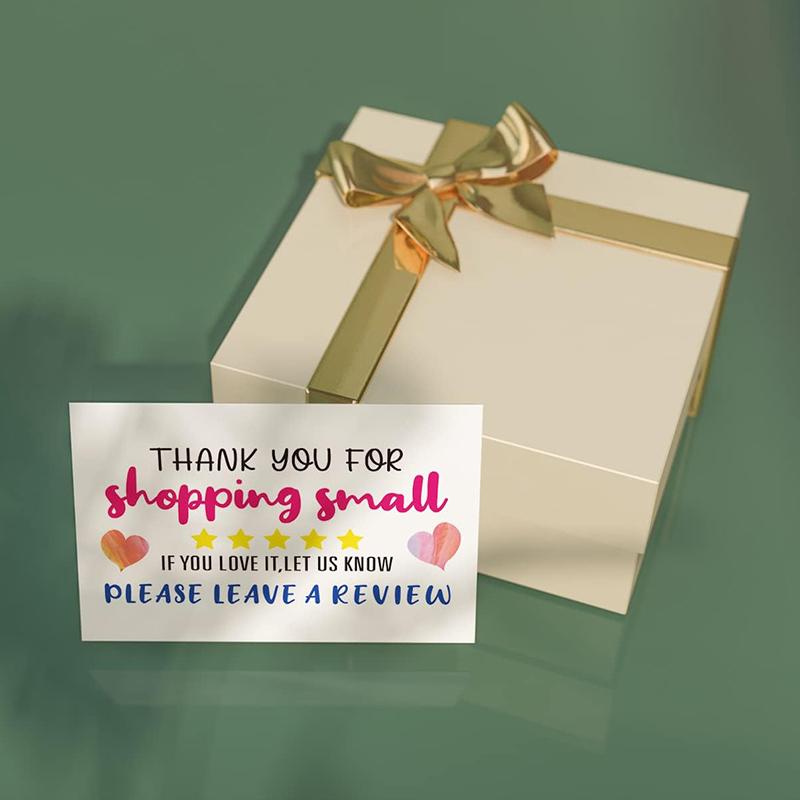 50pcs Thank You For Shopping Thank You Card Heart Shopping Purchase Greeting Cards for Small Business Owners Package Inserts