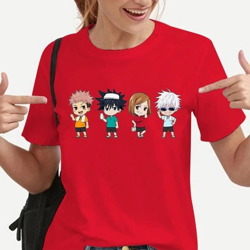 Funny Cartoon Character Graphic T Shirt Women Fashion Crew Neck Loose Short Sleeve Streetwear Casual Anime Harajuku Tees