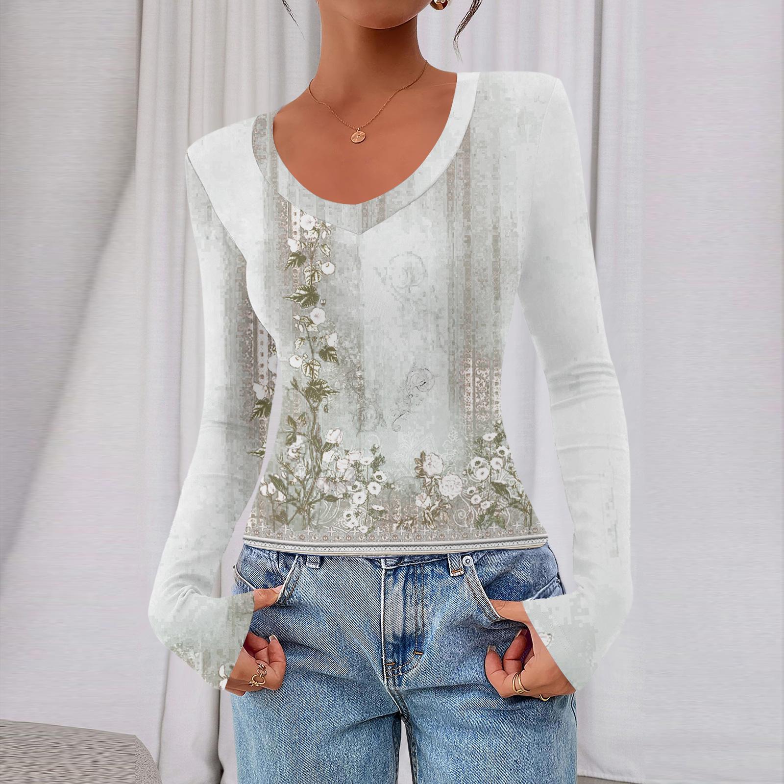 

Женский повседневный модный топ с глубоким V-образным вырезом, облегающий, укороченный, с ретро-принтом для прогулок XXL