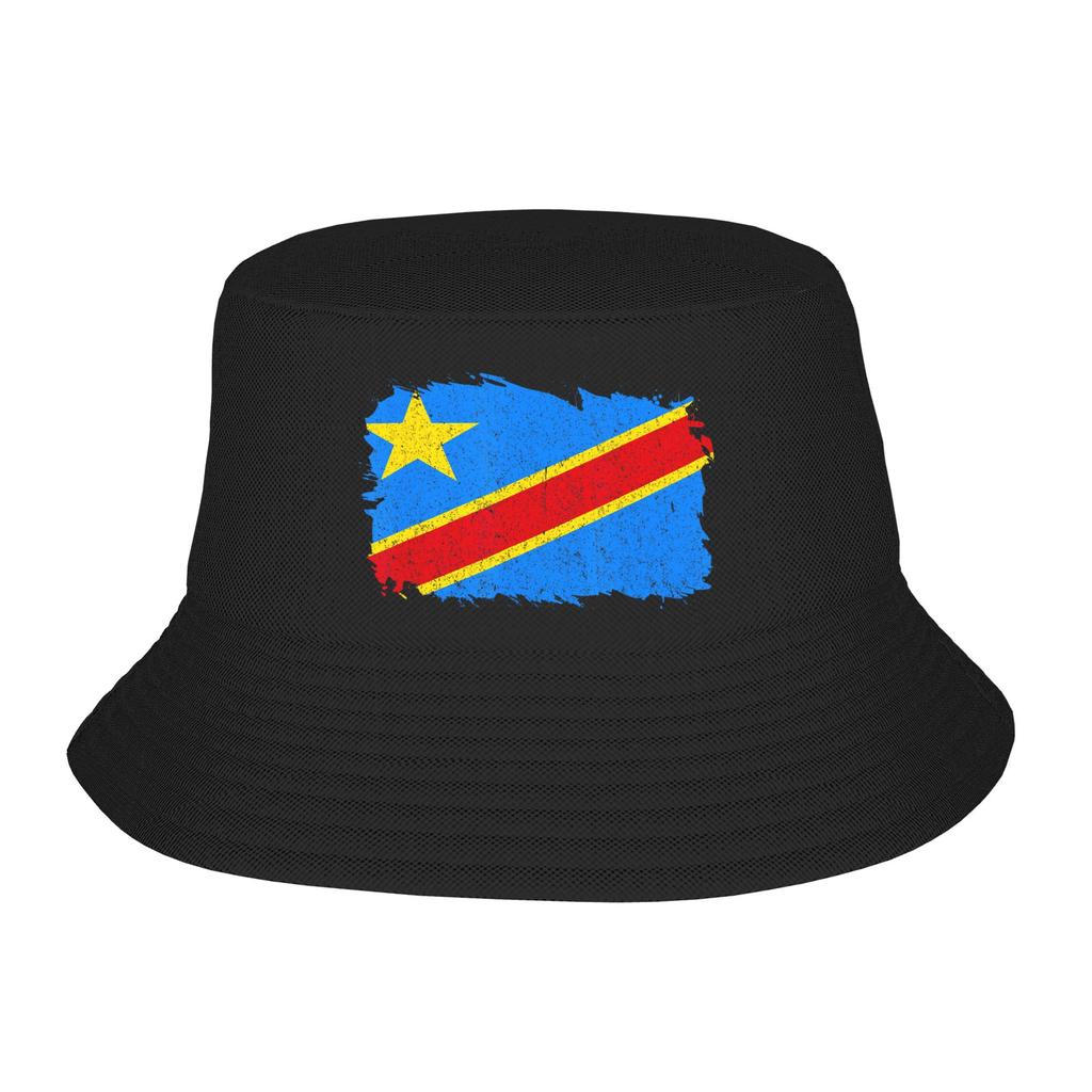 Republic Of Congo Congolese Flag Bucket Hat Gift For Girl Boy Lovely Vocation Caps For Travel UV Protection