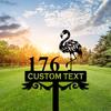 Metal Flamingo Address Sign, Beach House Number Stake, Tropical Garden Plaque, Personalized Outdoor Metal Decor