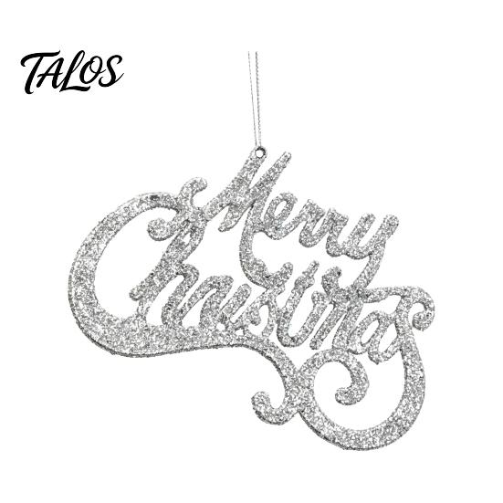 Store Window Holiday Decor Merry Christmas Letter Sign for Tree, Glitter Plastic Hanging Xmas Tree Decorations Ornaments, Sparkling Letters