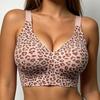 Plus Size Invisible Jelly Push Up Bra Leopard Print Daily Underwear