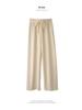 YX Women's Fleece-Lined Knitted Wide-Leg Pants - High-Waisted, Slimming, Ribbed, Warm, Autumn/Winter Casual Wear