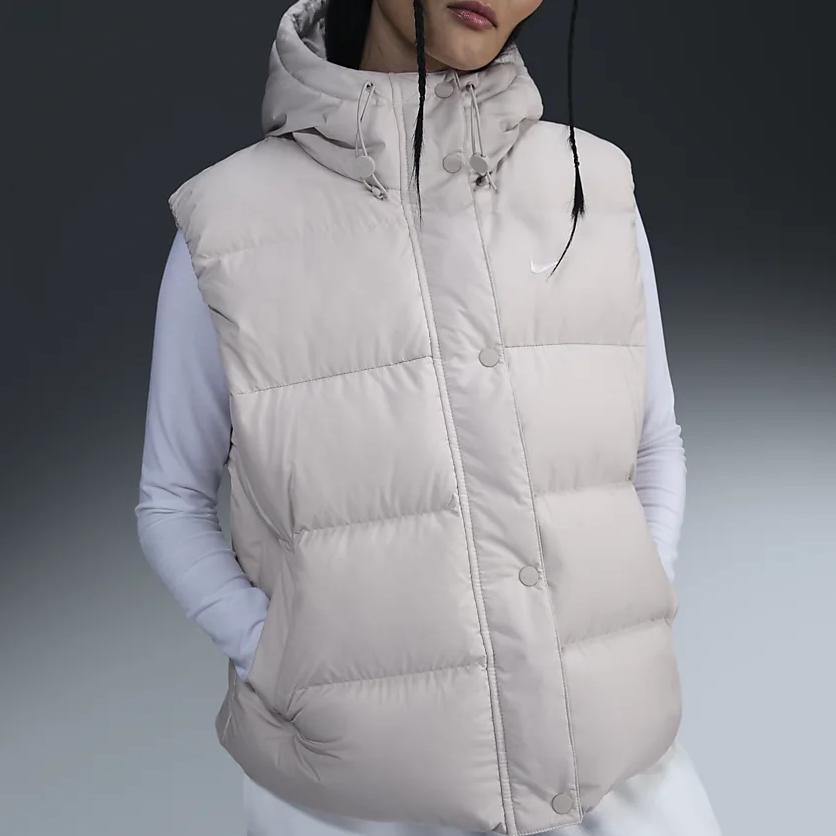 New Nike Therma-FITSportswear Metro PUFFER Vest Women's Light Earth Brown/White FZ5933-104