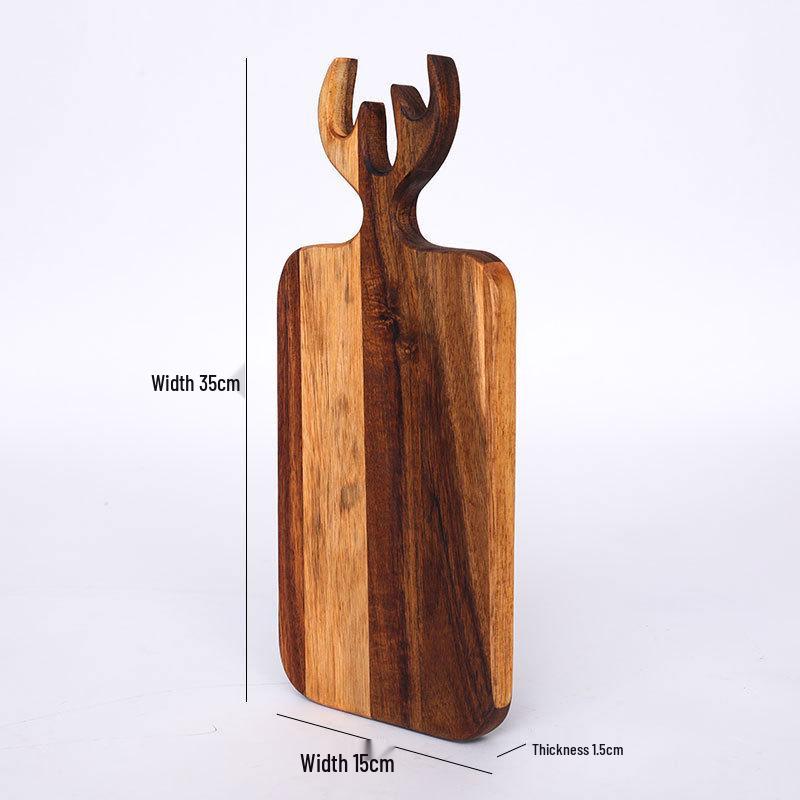 Acacia Wood Cutting Board with Handle - Hangable Chopping Board for Fruits & Steaks, Perfect for Kitchen or Photography Props.