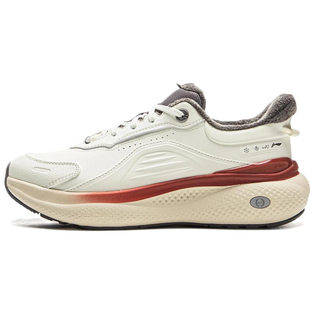 Li-Ning Soft Plus 2 Fleece Comfortable Simple Durable Warm Low-Top Casual Shoes Women sneaker Pearl-White AGLV148-2