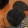 Black Bowknot Beanies Hat Warm Cap Knit Cap Retro Sequin Knitted Hat  Apparel Accessories