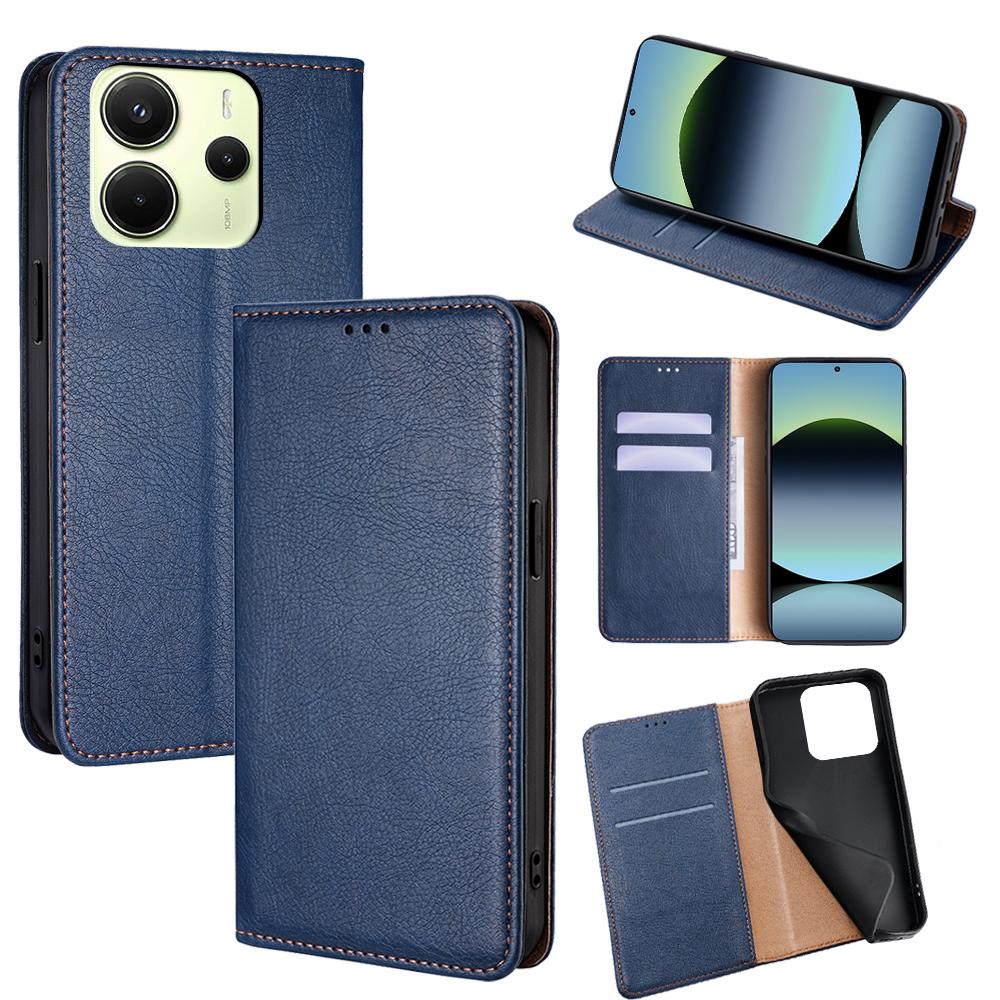 For Xiaomi Redmi Note 14 4G (163.25mm) Case Wallet PU Leather Magnetic Auto-Absorbed Phone Cover