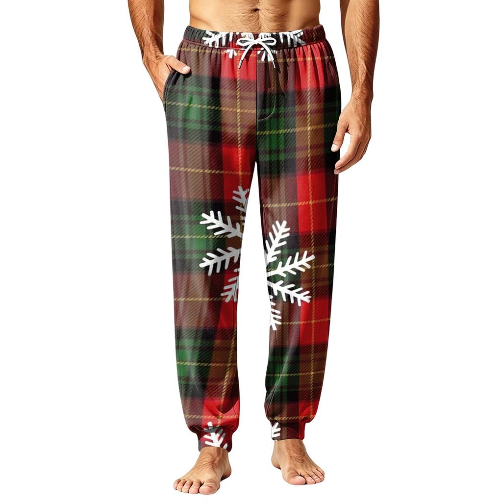Men's Christmas Printed Thermal Pajama Pants for Fall Winter