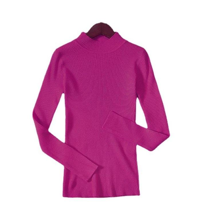 Women's Minimalist Turtleneck Pullover Sweater Warm Knitted Solid Color Basic Tops for Autumn Winter