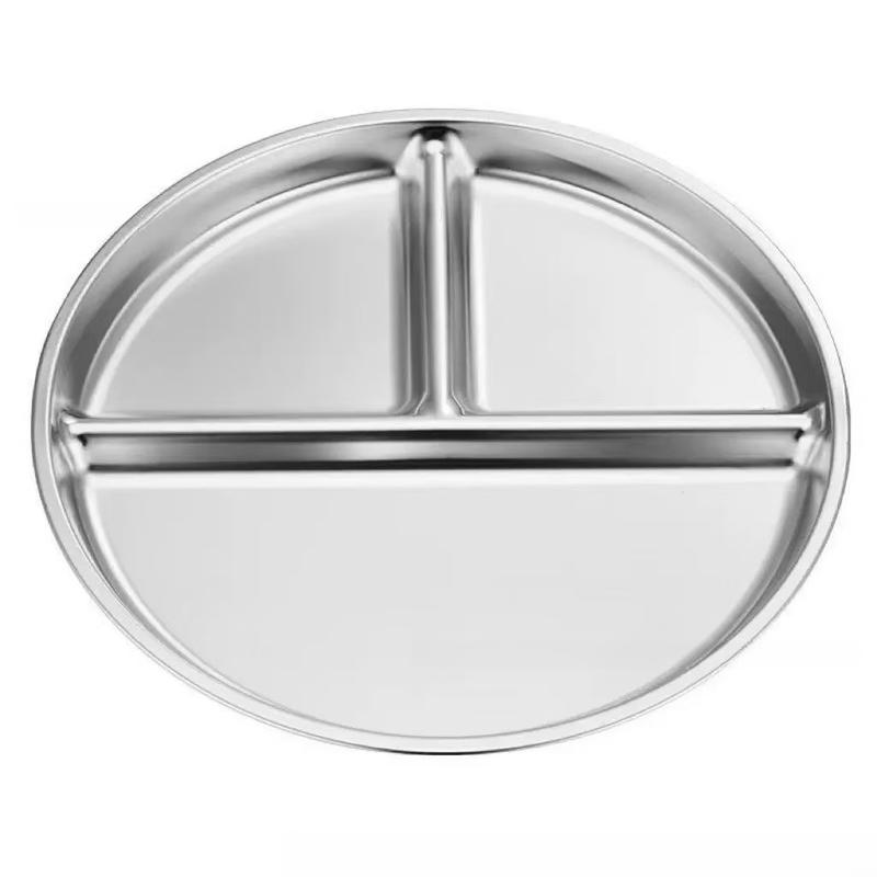 ZISIZ Stainless Steel 3-Compartment Portion Control Plate