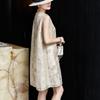 Elegant Linen Embroidered Sleeveless Cheongsam Dress