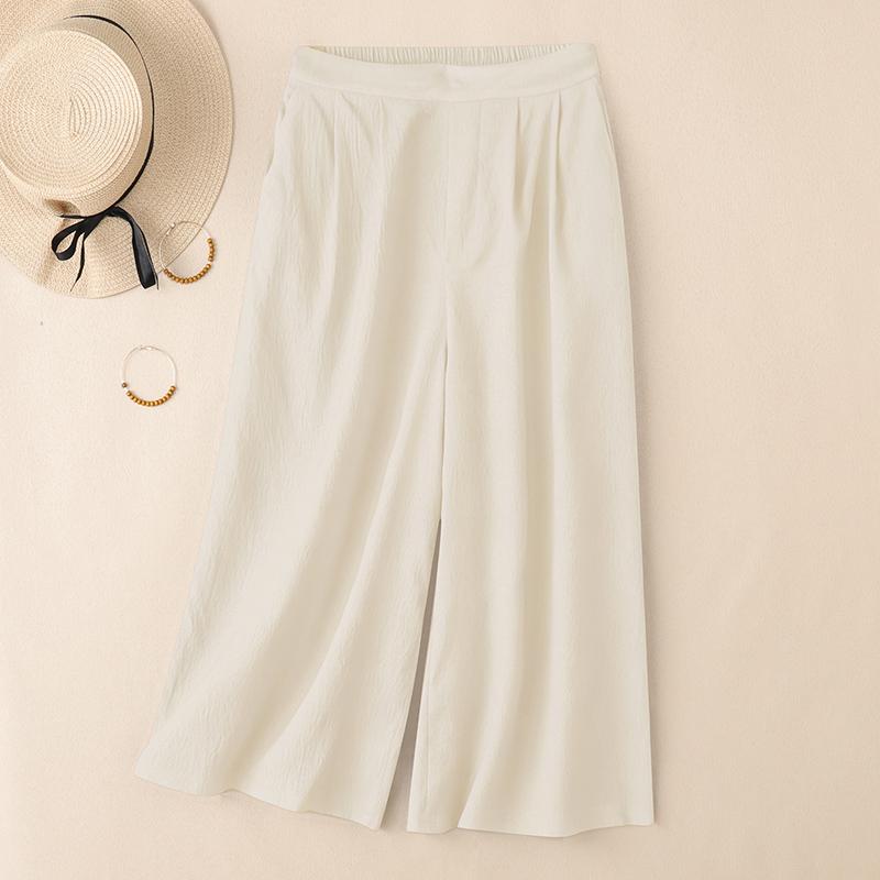 ZANZEA Women Casual Elastic Waist Loose Summer Capris Pants