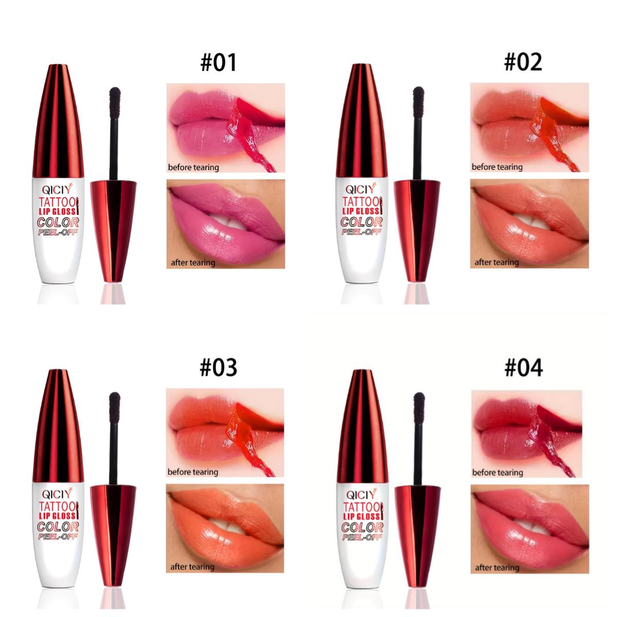 4 Stück Peel-Off Lipgloss Feuchtigkeitsspendender Lippenstift Mattes Finish Langanhaltender Wasserdichter Lippenstift Beeren-Mischfarben Universelle Hautverträglichkeit 4pcs multi