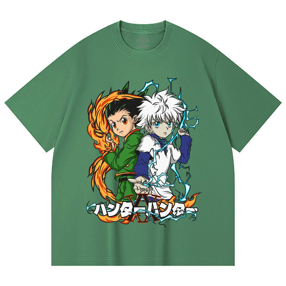 230 Gsm 100% Cotton HXH V7 Gon Killua Print Unisex Heavy Cotton T Shirt