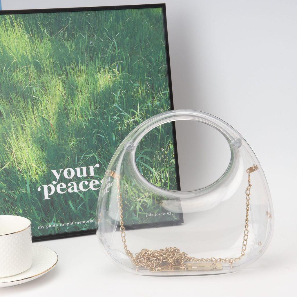 Elegante Acrylketten-Umhängetasche - Vielseitiges Knödeldesign