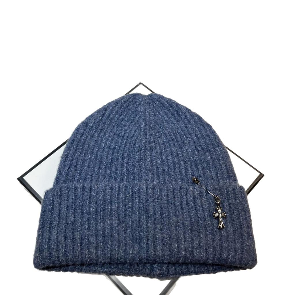 Youth Street Versatile Knitted Hat Cross Pin Personality Men'S And Women'S Warm Wool Hat Trend
