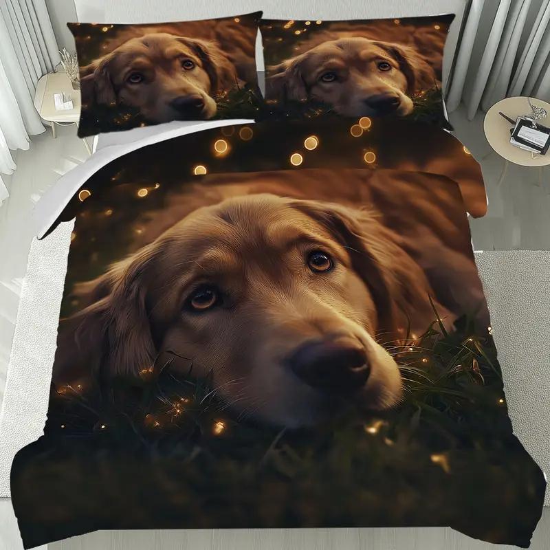 

Comforter Cute Dog Bedding Set Soft Comfortable And Breathable Fabric Durable Easy To Care Wrinkle-Resistant And Machine Washable Comforter (quilt)-EU Single(135*200cm)3pcs