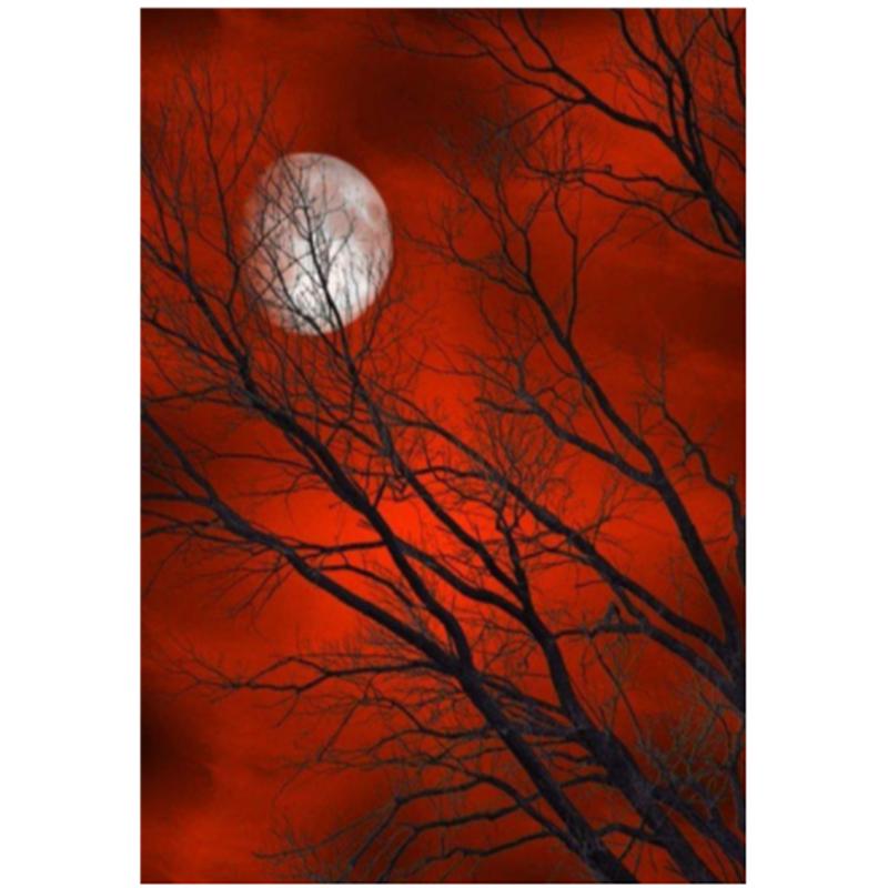 huacan 5D DIY diamantová malba Červený měsíc Diamantová výšivka Křížový steh Krajina Kamínky Mozaika Domácí dekorace