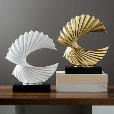 Modernes Dekor, abstrakte Skulptur, Kunstharz, goldene Statue, Wohnzimmer, Heimdekoration, Büro, Schreibtisch, Dekoration, Zubehör