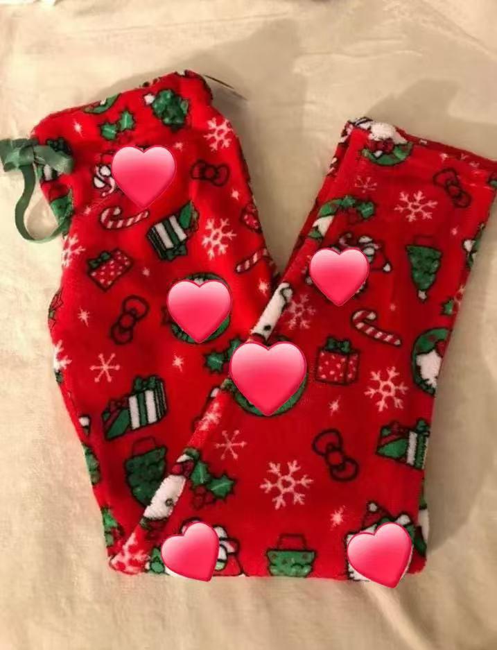 Coral Fleece Plush-Lined Pajamas, Casual Home Pants 4 XL