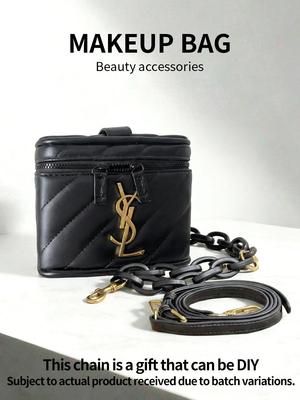 YSL Beauty Sminkbox, Mini Axelväska för Kosmetika, Mode Quiltat Förvaringsfodral med Kedjeband, Dam Axelväska Skönhetstillbehör