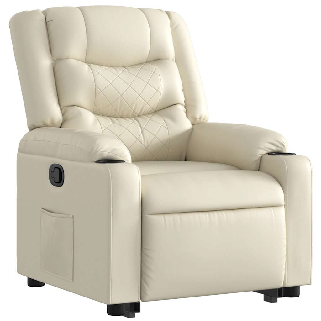 Recliner Chair with Lift Assist Cream Artificial Leather