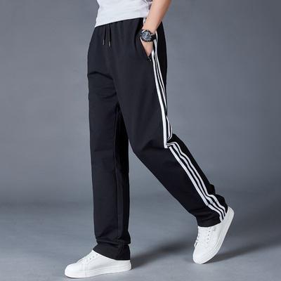 Men's Cotton Sports Pants Four Seasons Loose Large Size Straight Running Micro-elastic Sweatpants Breathable Men's Pants