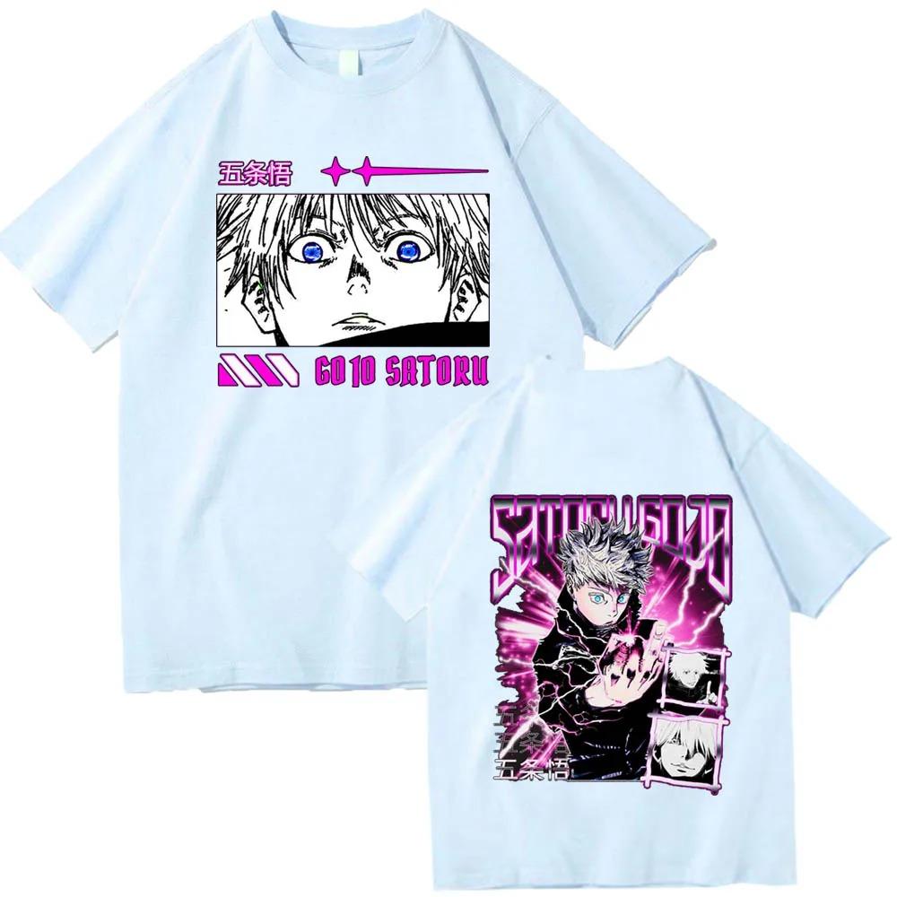 Jujutsu Kaisen Satoru Gojo Anime Herren T-Shirt Sommermode Neu Harajuku O-Ausschnitt Reine Baumwolle Kurzarm Shirt Top Fan Geschenk