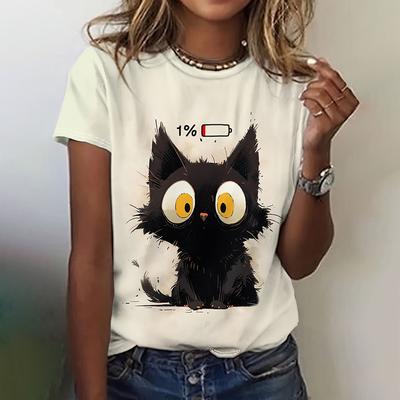 Funny Animal Pattern Tops For Women T-Shirt 3d Cat Printed Short Sleeve Female T-Shirt Casual Cute Fashion Oversized Tees  4091 EMA