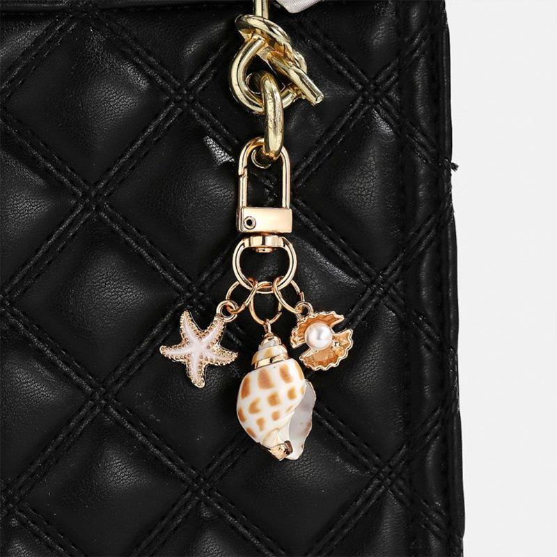 1PC Starfish Shell Fashionable Keychain Creative Keyring Pendant Naturally Conch Bag Charm Asymmetric Shell