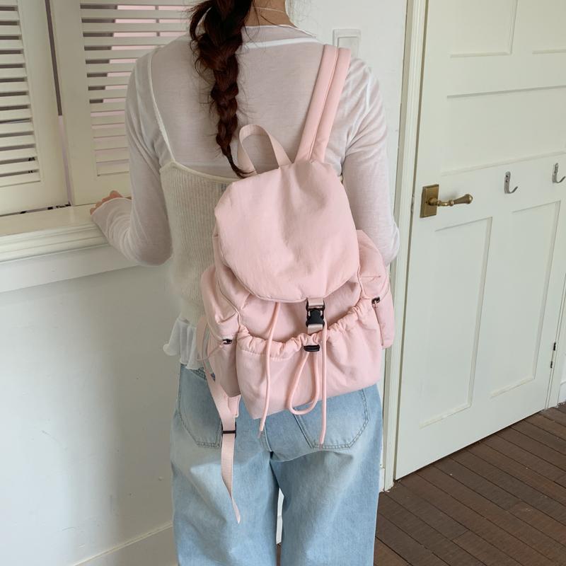 Women Drawstring Rucksack Lightweight Travel Gym Bag Nylon Casual Bookbag for Outdoor Travel College University Campus