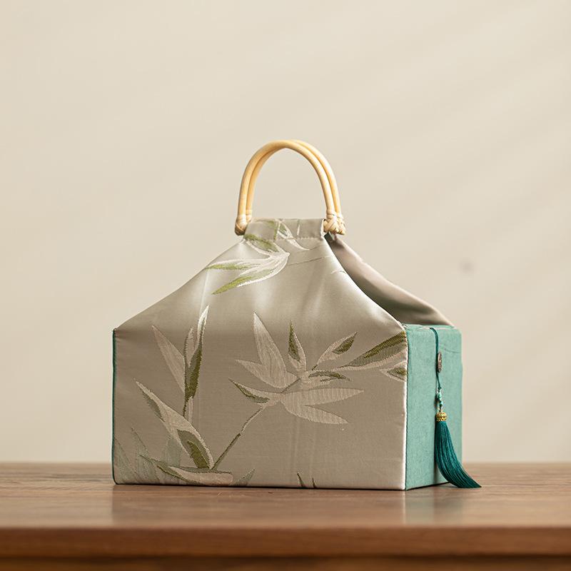Creative Chinese Style Portable Tea Handbag Large Capacity Tea Can Festival Gift Box Travel Tea Set Cup Retro Storage Bags New