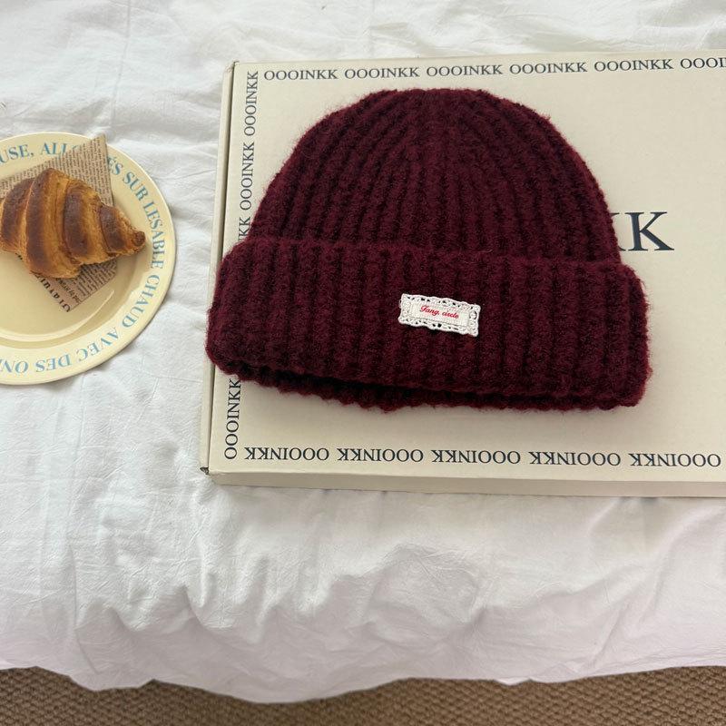 

Solid Color Lace-Trimmed Knit Hat with Ear Protection - Korean Style for a Sweet, Gentle Look