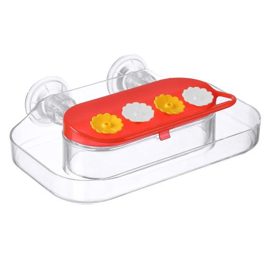 

Кормушка для колибри на окно, прочная присоска, кормушка для колибри с 4 портами для кормления, пластиковый поднос для кормления птиц на открытом воздухе жёлтый/красный