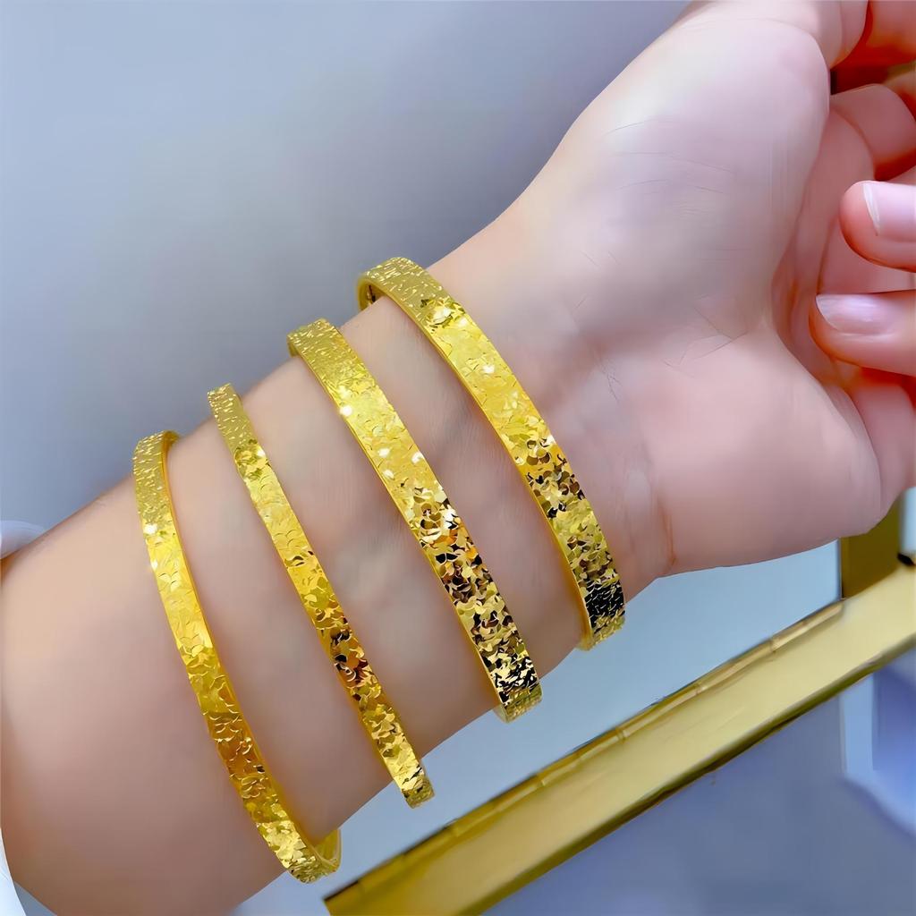 Vietnamese Sand Gold Genuine Minority Design Ice-Crushed Bangle for Women – Flashy Gift for Girlfriend