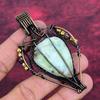 Larimar Pendant Gemstone Jewelry Copper Wire Wrapped Pendant Handmade Pendant