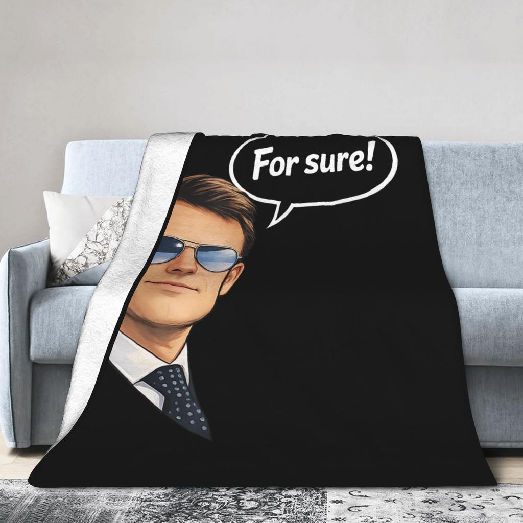 Funny for Sure Macron Glasses Meme Blankets Velvet Pop Meme Soft Throw Blankets for Bedspread Quilt Portable