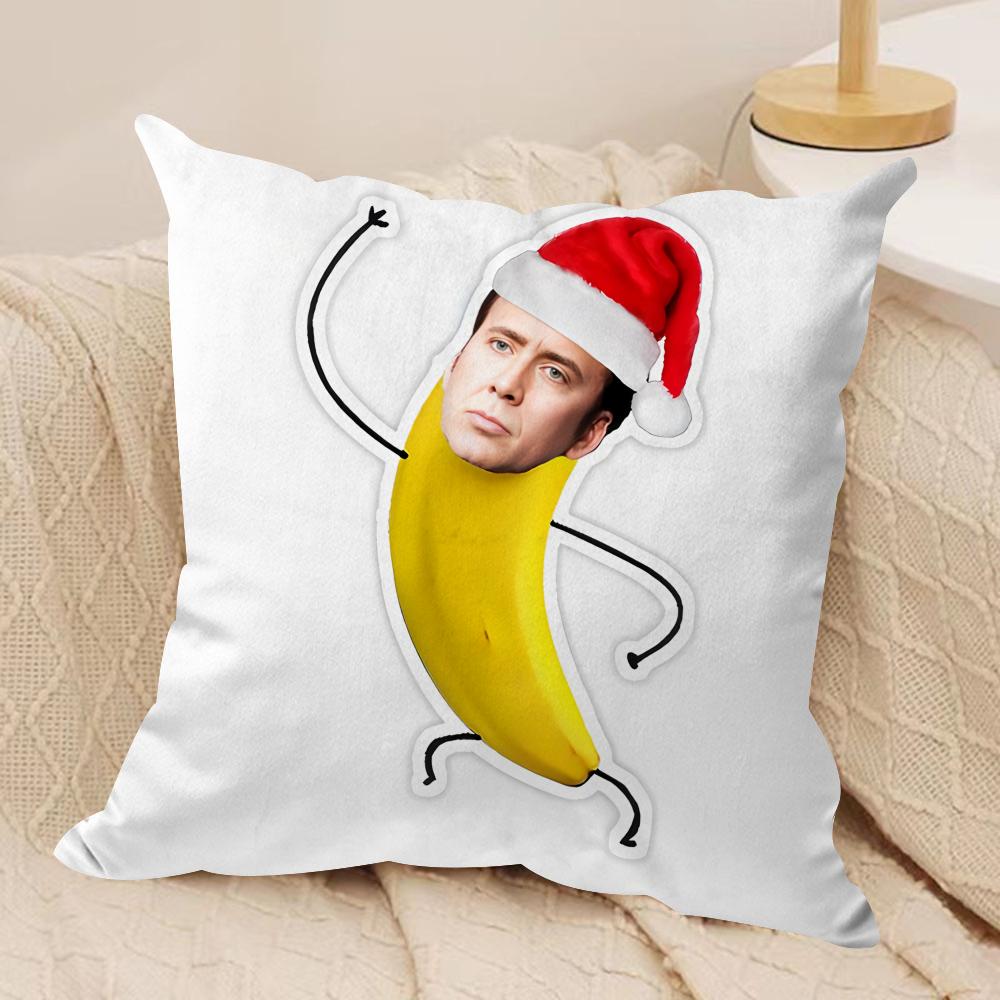 NNicolas Cage In A Banana Cushion Cover Silky Short Plush Invisible Zipper Dustproof Sofa Pillow Case for Home Decor