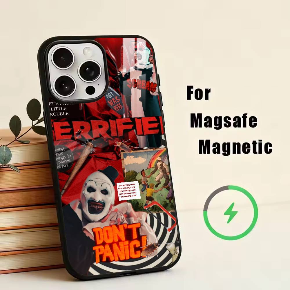 

Gothic-Terrifier-Art the Clown Phone Case For iPhone17,16,15,14,13,12,11 Plus,Pro Magnetic For Magsafe Wireless Charging iPhone12PRO