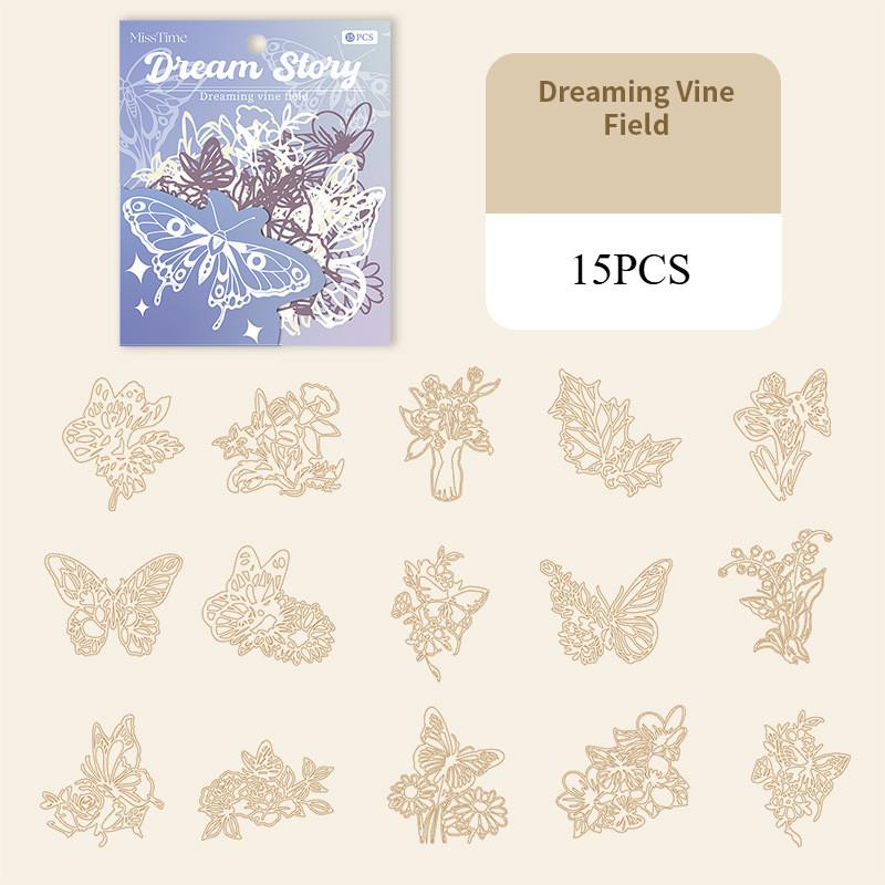 

Jouranmm 15PCS Hollow Material Paper DIY Scrapbooking Collage Junk Journal Aesthetics Stationery Planner Decor Paper
