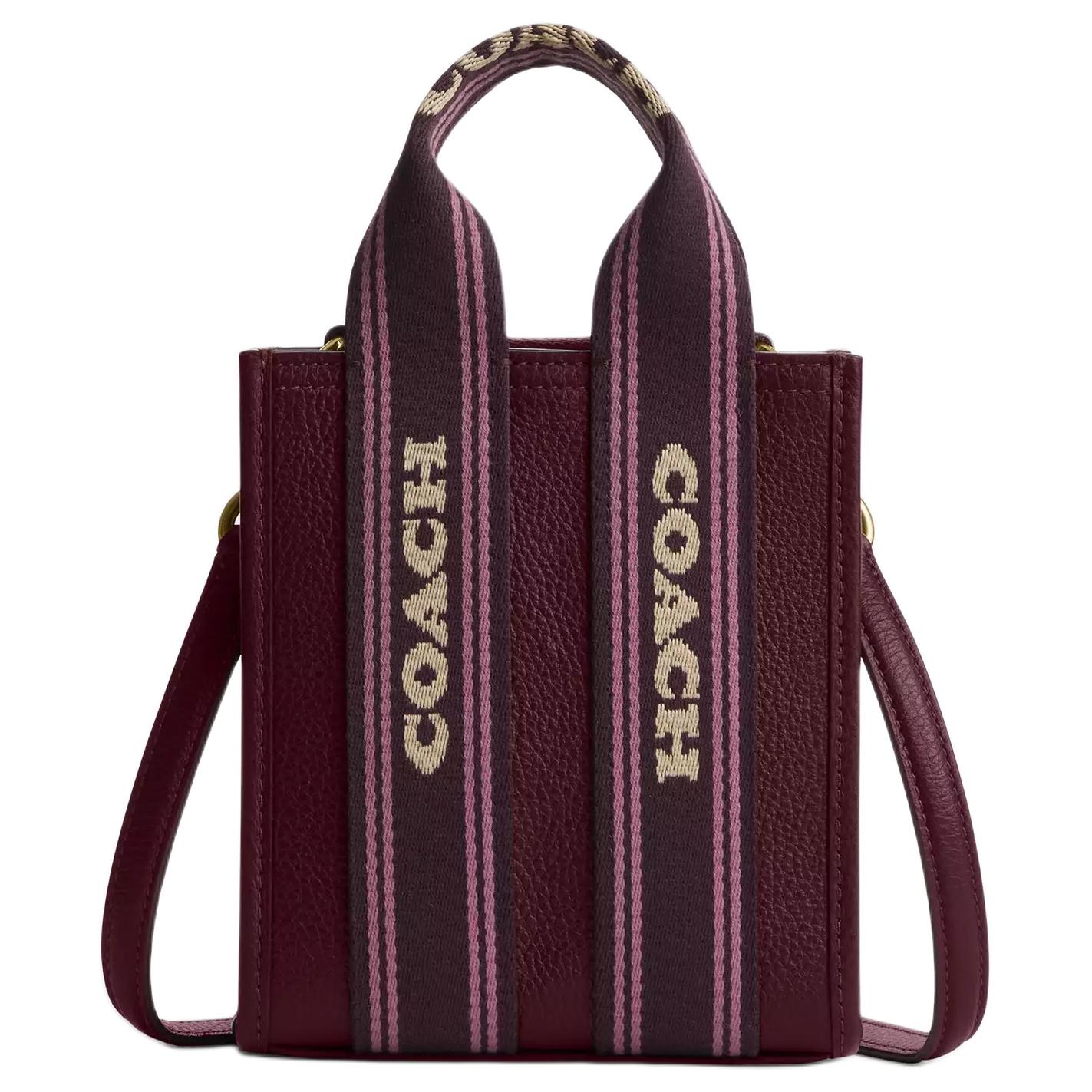 

Coach Smith 15 Letter Logo Tote Bag Shopping Bag Pebble Grain Leather Crossbody Handbag Mini Women Tote Burgundy CCF80-IMORX Basic Set (Bag+Dust Bag)