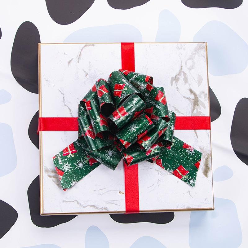 New 24/12PCS Christmas Pull String Bows Big 5 Inch Gift Bows Ribbon for Xmas Present Wrapping Florist Flower Basket Decoration