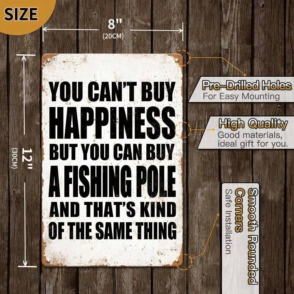 Vintage Retro Fishing Tin Sign Rustic Metal Wall Art For Lake House Bar Garage Cabin Decor 8x12 Inch