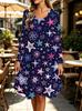 Spring Autumn Women Dress Casual Long Sleeve O-neck 3D Print Loose A-Line Dress Oversized Home Wear Robe